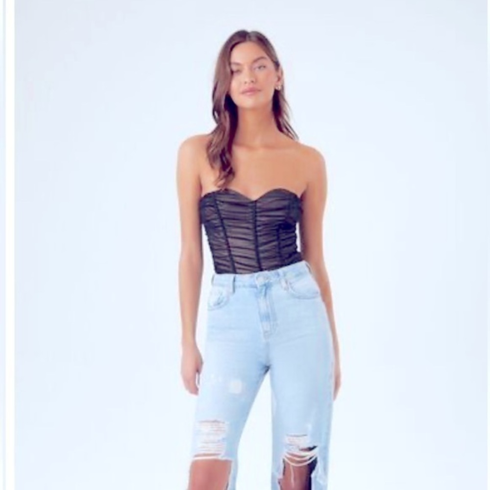 Forever 21 Sweetheart Mesh Strapless Bodysuit
